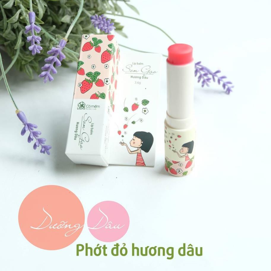 Son Dưỡng Môi Màu Hồng Phớt - Son Dưỡng Gạo Hương Dâu Cỏ Mềm An Toàn Cho Bà Bầu