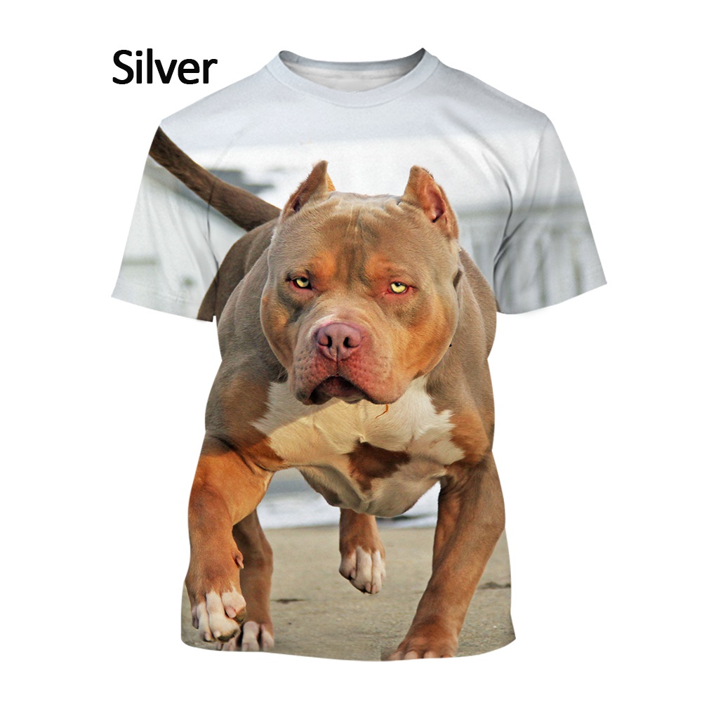 Áo Thun Tay Ngắn Cổ Tròn In Hình Chó Bull 3D Thời Trang Mùa Hè Cho Nam Và Nữ