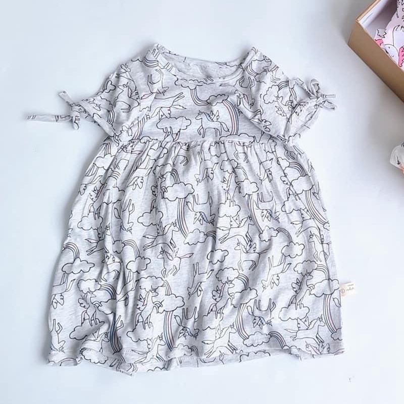 Váy Cổ Tròn Tay Cột Nơ Cotton Nhiều Màu Cho Bé Gái MINTSCLOSET từ 1 - 5 tuổi - GV0034