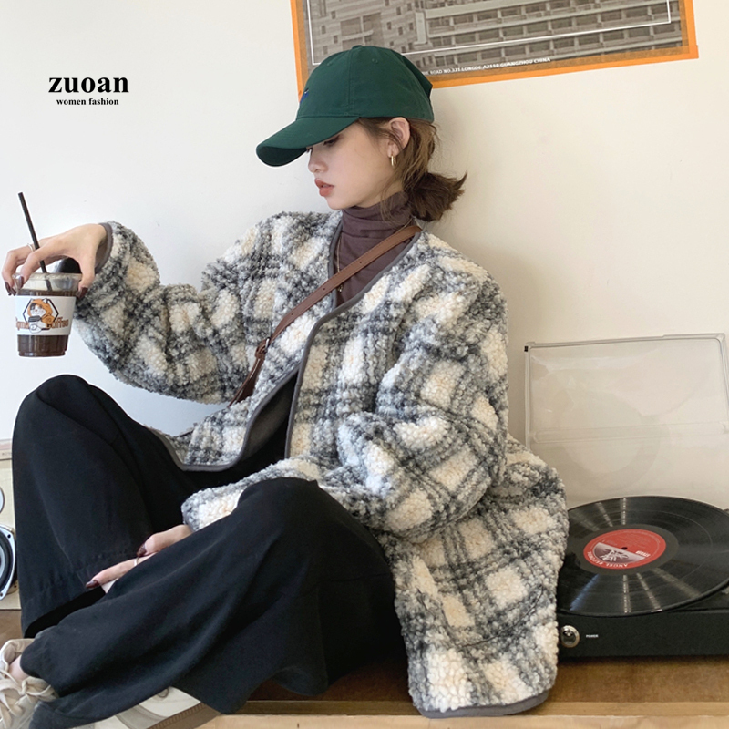 Áo khoác len nữ SUXI dài tay cổ tròn thời trang Hàn