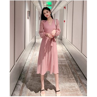 Váy cho con bú, váy bầu, dáng xòe, chất len
