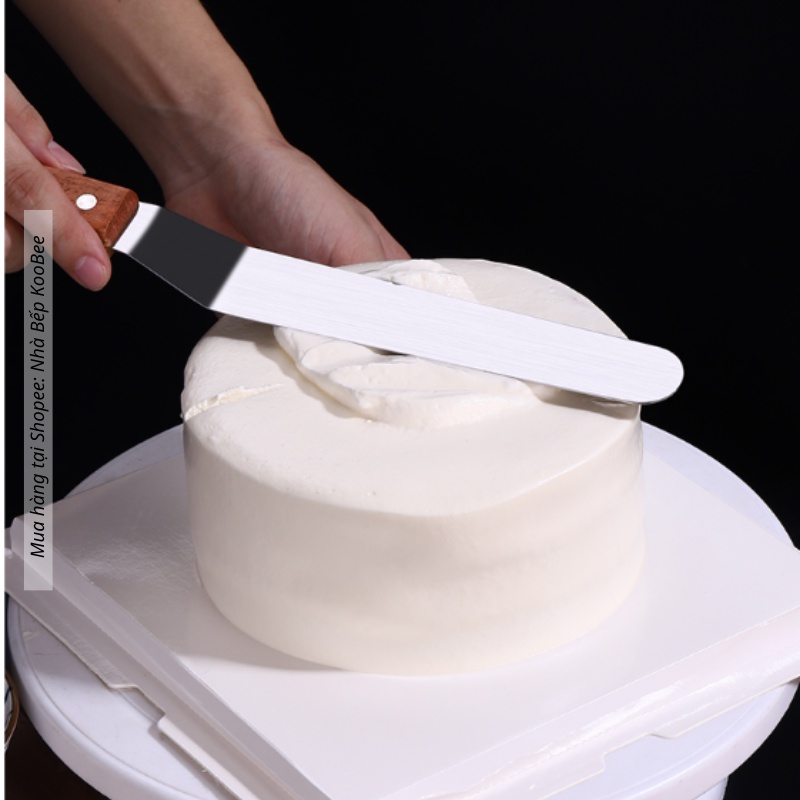 Dao chà láng bánh kem thẳng/ gấp khúc cán gỗ 8inch dài 32 cm KOOBEE