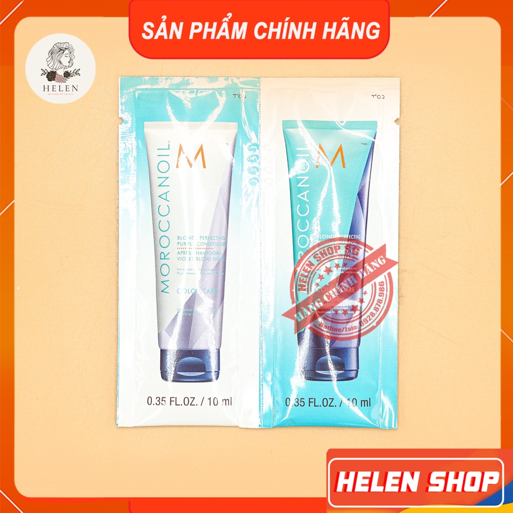 Dầu Gội Ánh Tím Khử Vàng Moroccanoil Blonde Perfecting Purple Shampoo- Cặp Size Dùng Thử 10ML