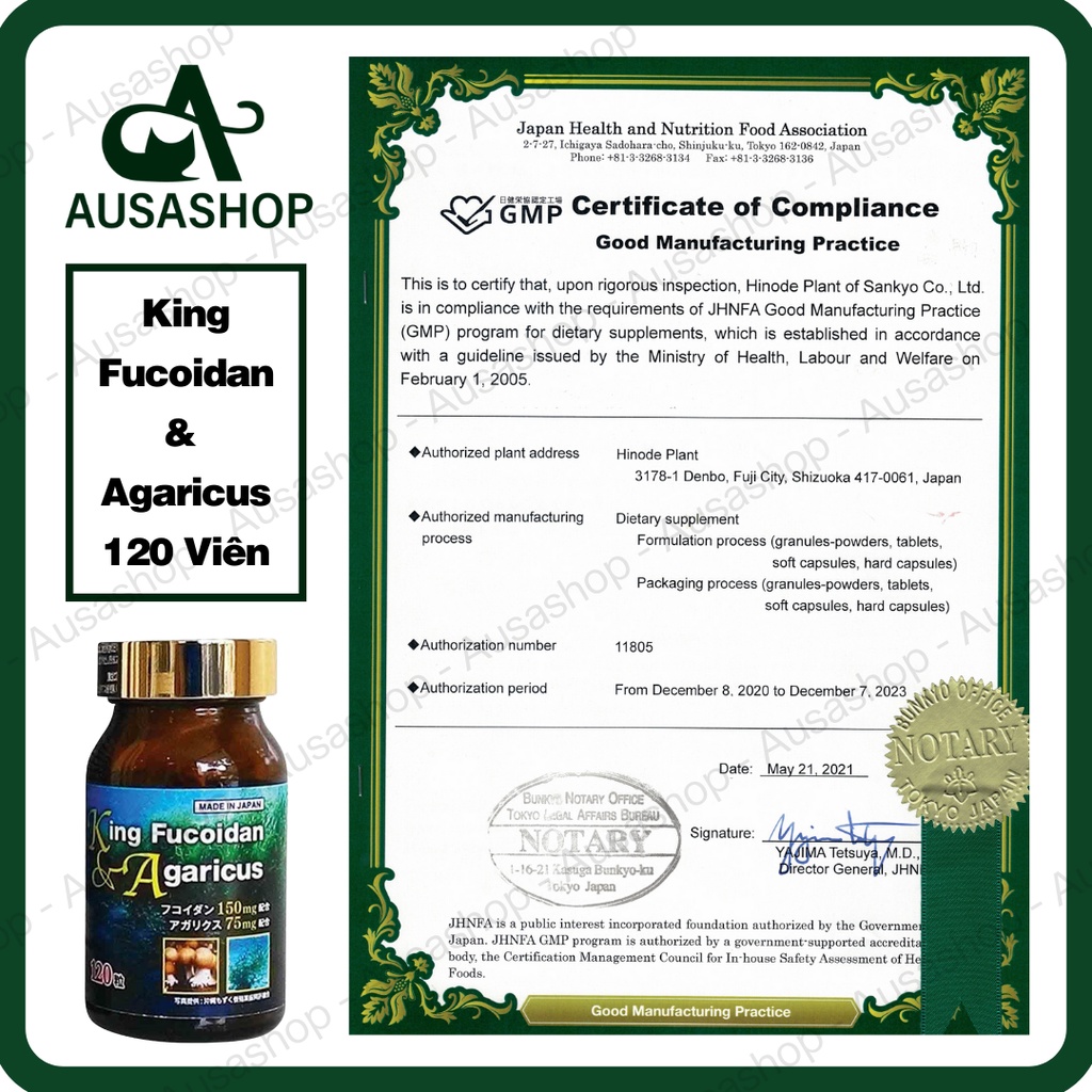 King Fucoidan & Agaricus Hộp 120 Viên - Hỗ Trợ Điều Trị Ung Thư - Chính Hãng Nhật Bản
