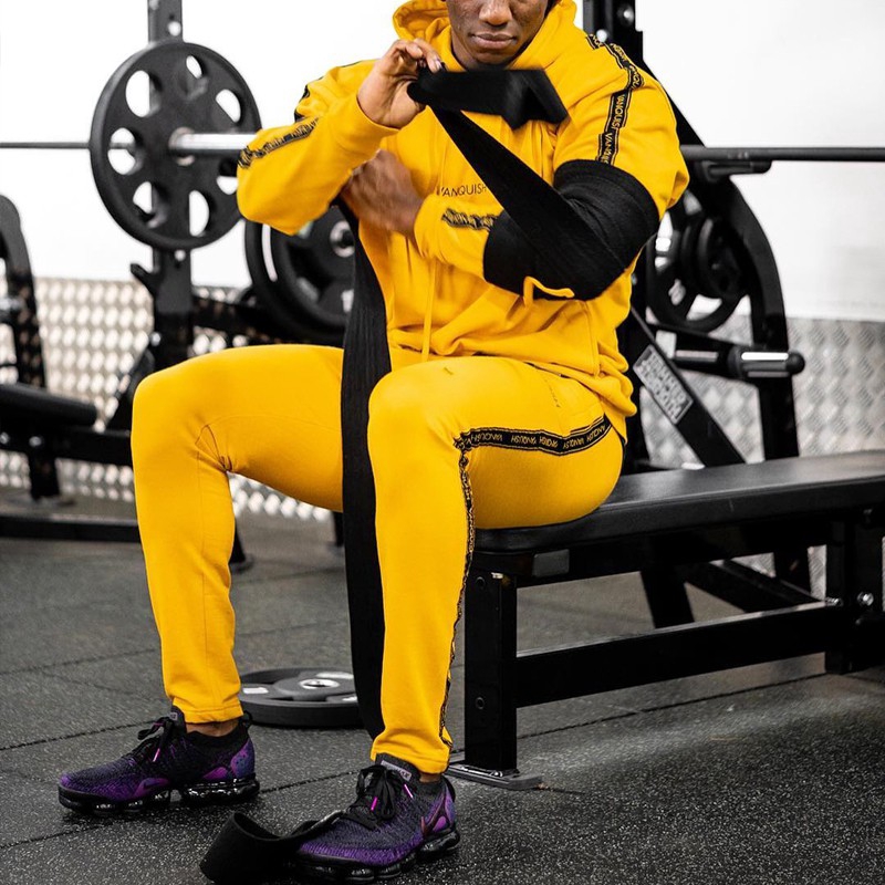 VQ Cotton Striped Sports Pants Men's Fashion Casual Slim Trousers