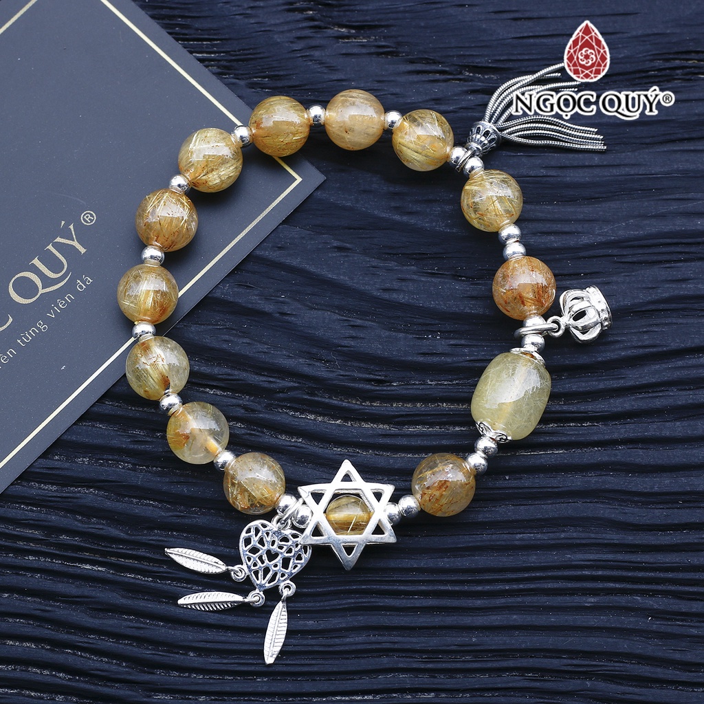 Vòng TA tóc vàng phối lu thống charm bạc - Ngọc Quý