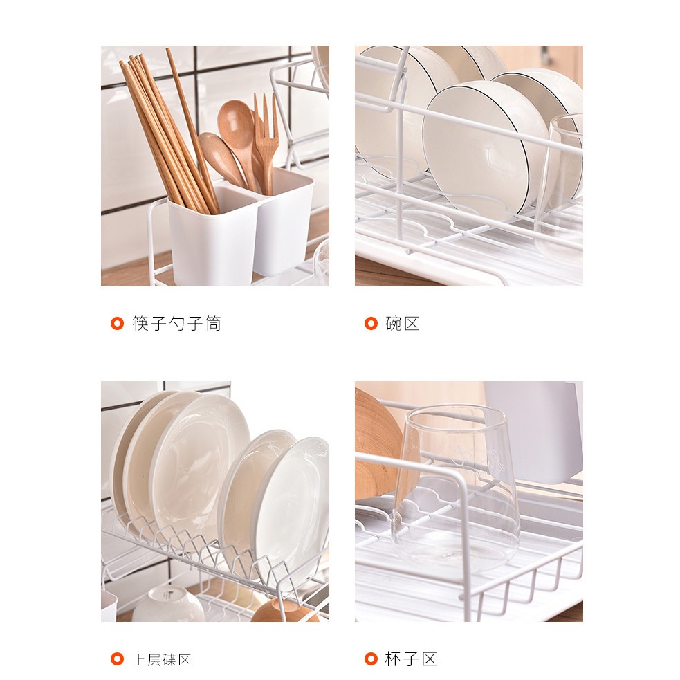 Kệ để bát đũa thông minh 2 tầng đặt mặt bếp sơn tĩnh điện