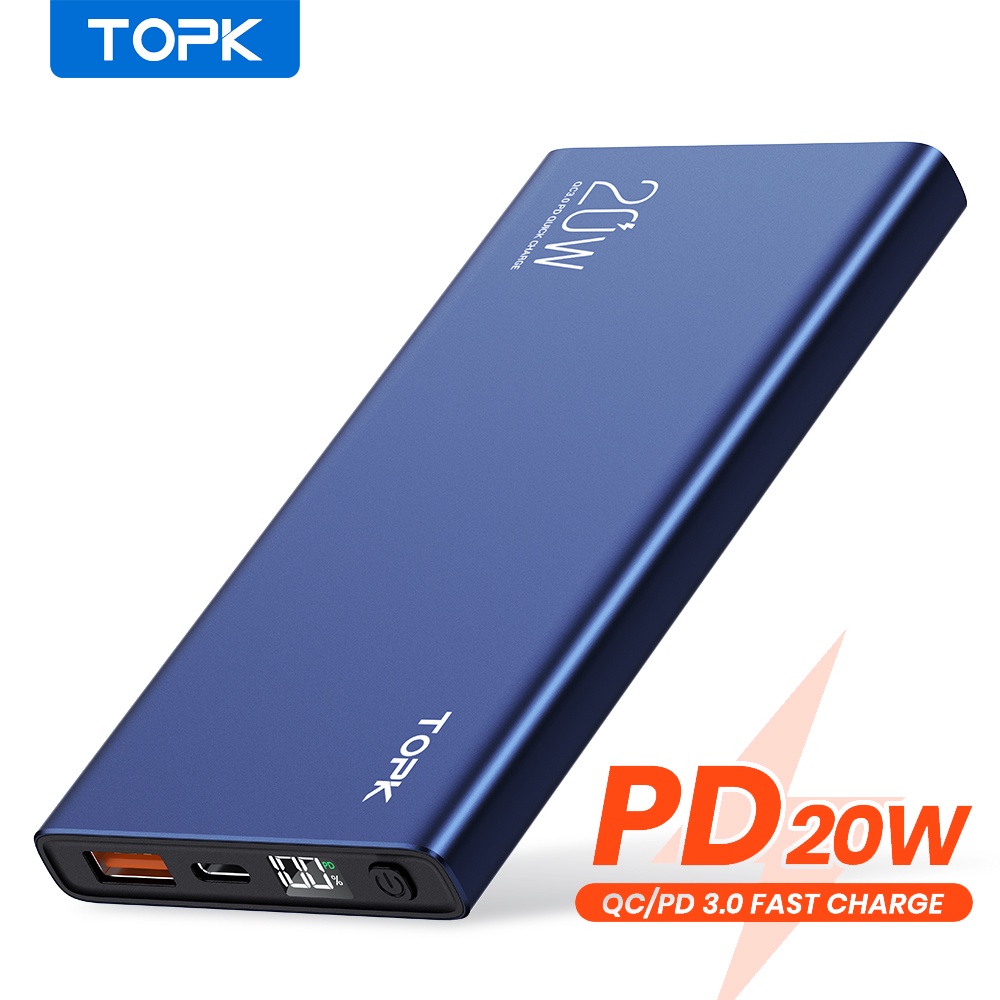 Sạc dự phòng TOPK 10000mAh PD 20W cho iPhone Huawei Samsung Oppo Vivo