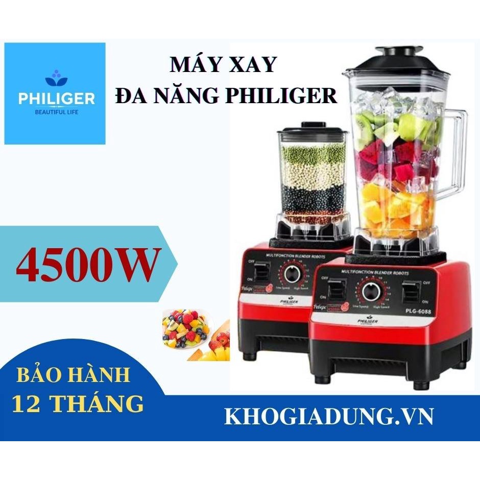 ( Bảo HÀnh 12 tháng) Máy Xay Sinh Tố Công Nghiệp 4500W 2 CỐI xay đá bào, xay thịt cá, rau củ quả