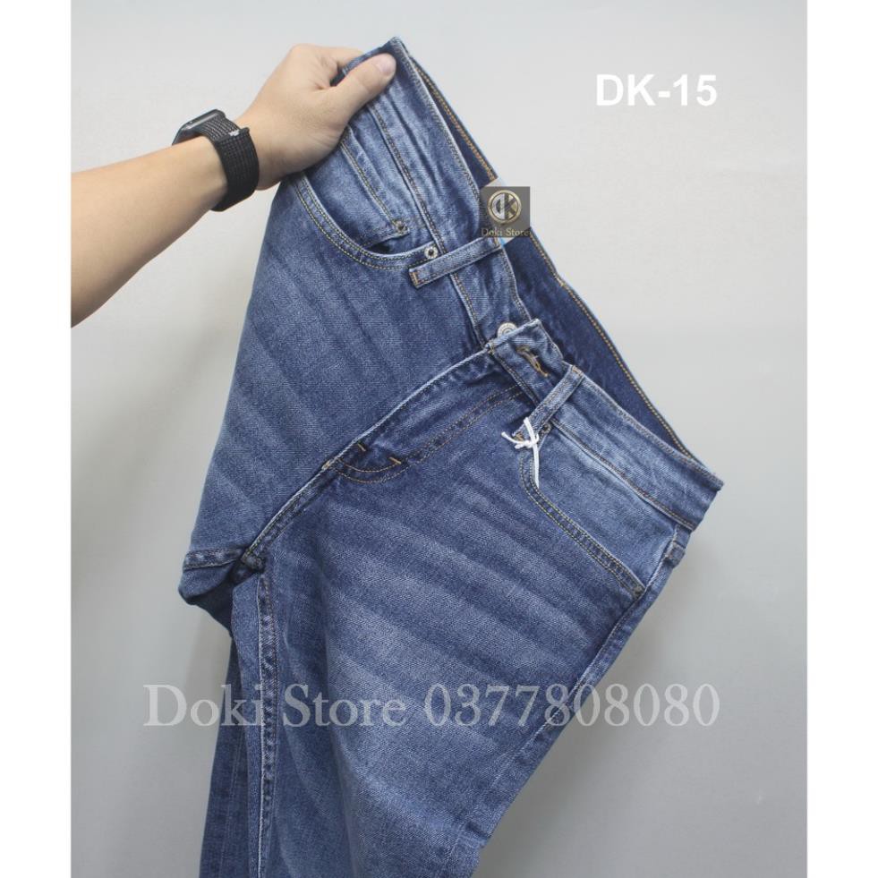 Quần Jean Nam Cao Cấp Màu Xanh Đậm DK-15, Quần bò nam dáng ôm, chất vải co giãn thoải mái - Doki Store