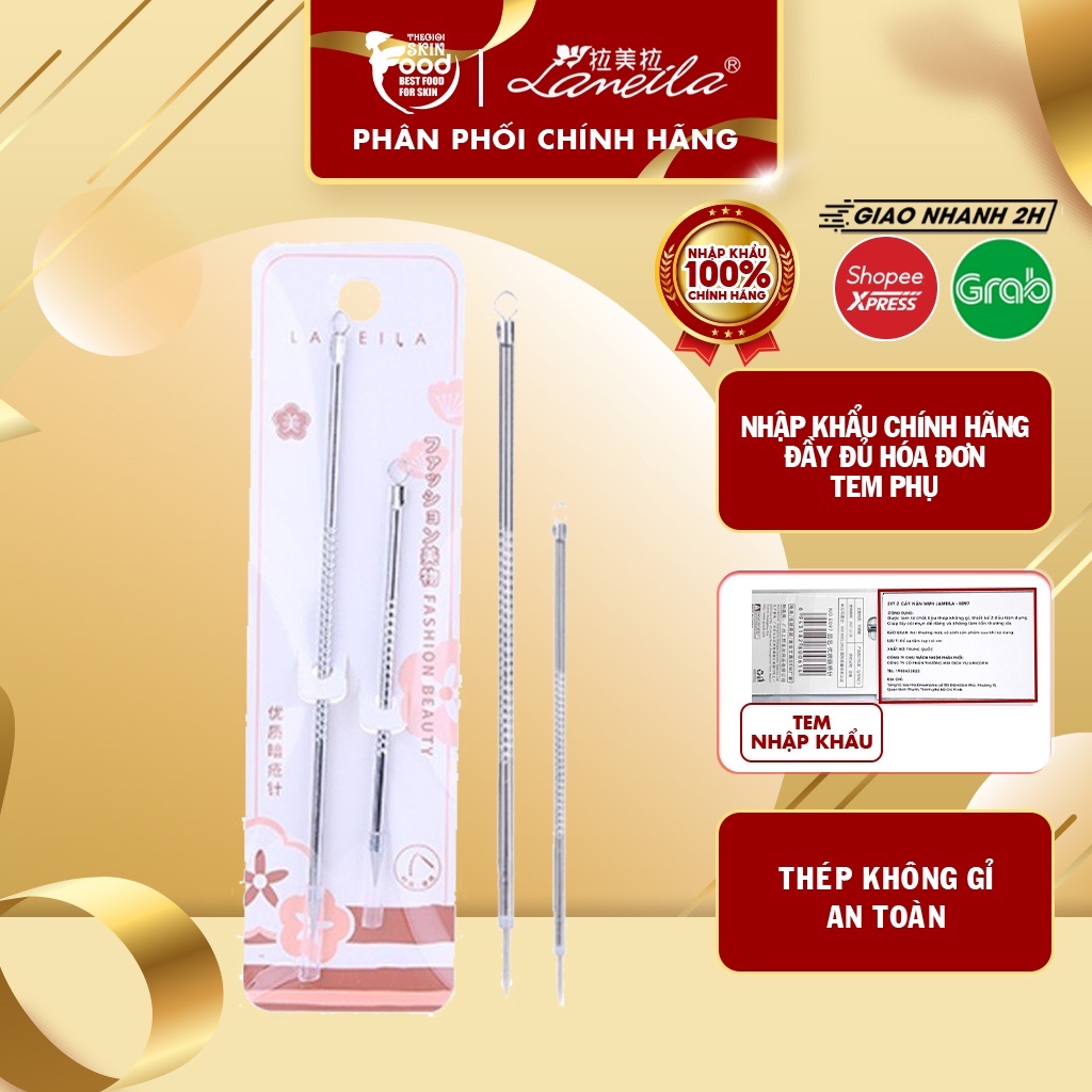 [NHẬP KHẨU CHÍNH HÃNG] [Set 2 Cây] Cây Nặn Mụn Hai Đầu Lameila Acne Needle E097