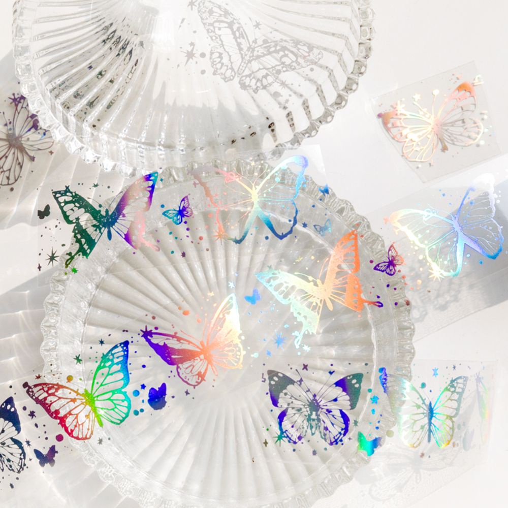 Miếng dán washi độc đáo họa tiết bướm thần tiên trong suốt trang trí tạp chí