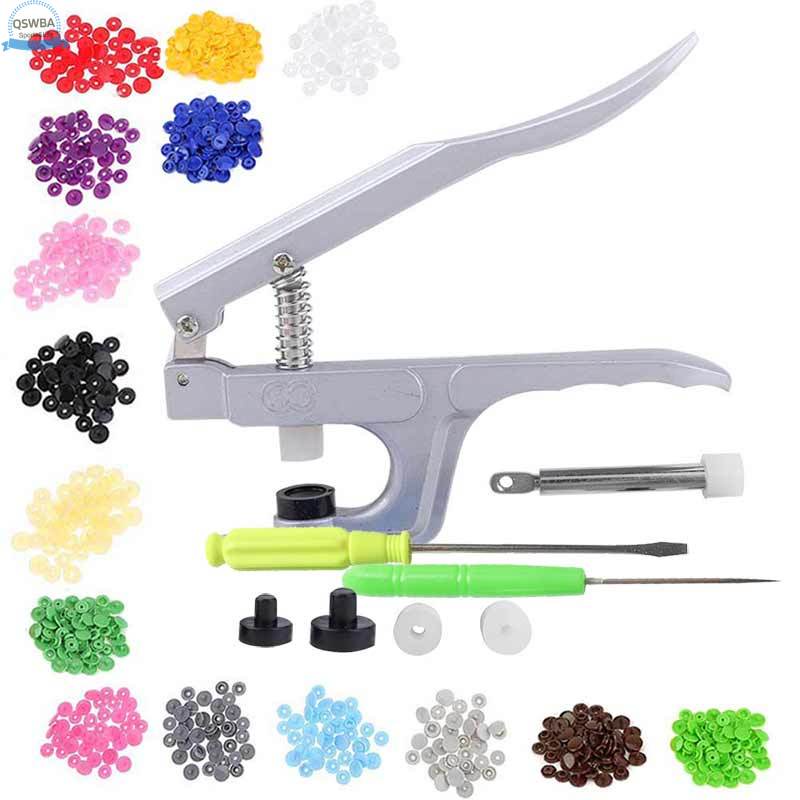 Bộ Kìm Bấm Nút Nhựa 4 Chi Tiết + 150 Nút Bấm 1.2cm 15 Màu