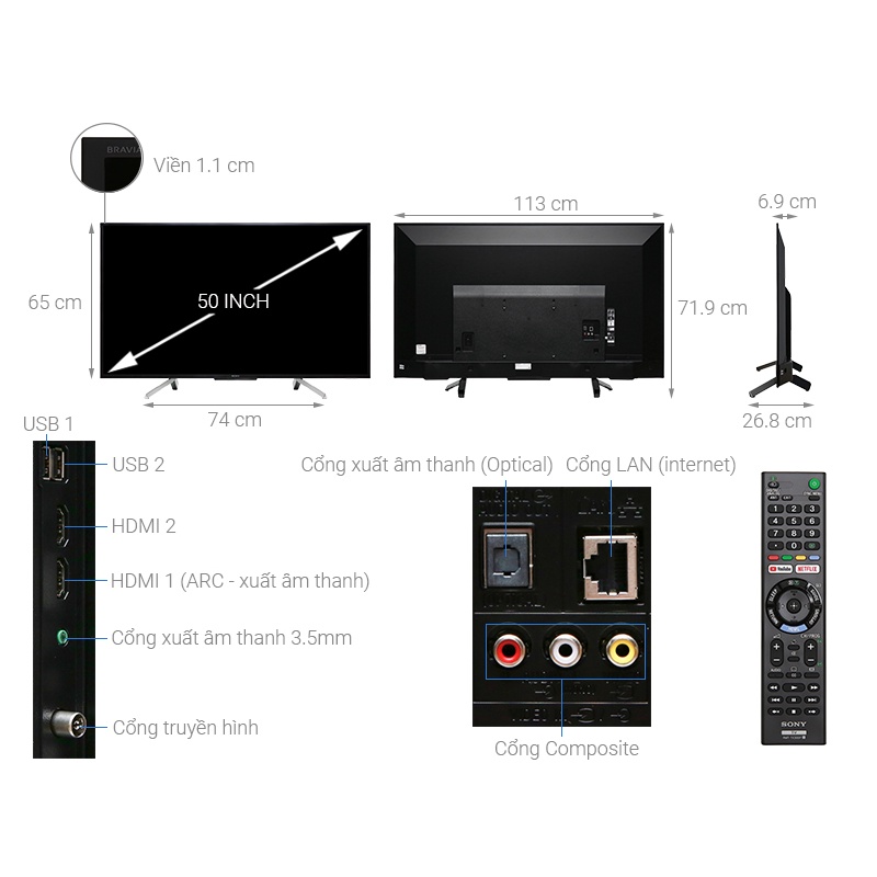 Smart TV Sony 50 icnh KDL-50W660G | BigBuy360 - bigbuy360.vn