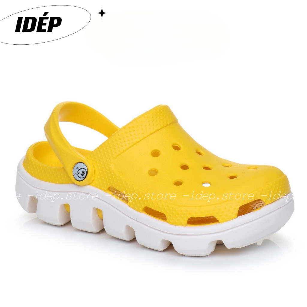 Dép sục cross VÀNG nữ cá sấu duet siêu nhẹ đi mưa TẶNG KÈM 6 sticker/jibitz - Sục y tá iDÉP SL013