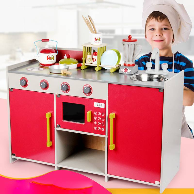 Mô hình đồ chơi nhà bếp phong cách Châu Âu bằng gỗ cho trẻ em từ 3-10 tuổi