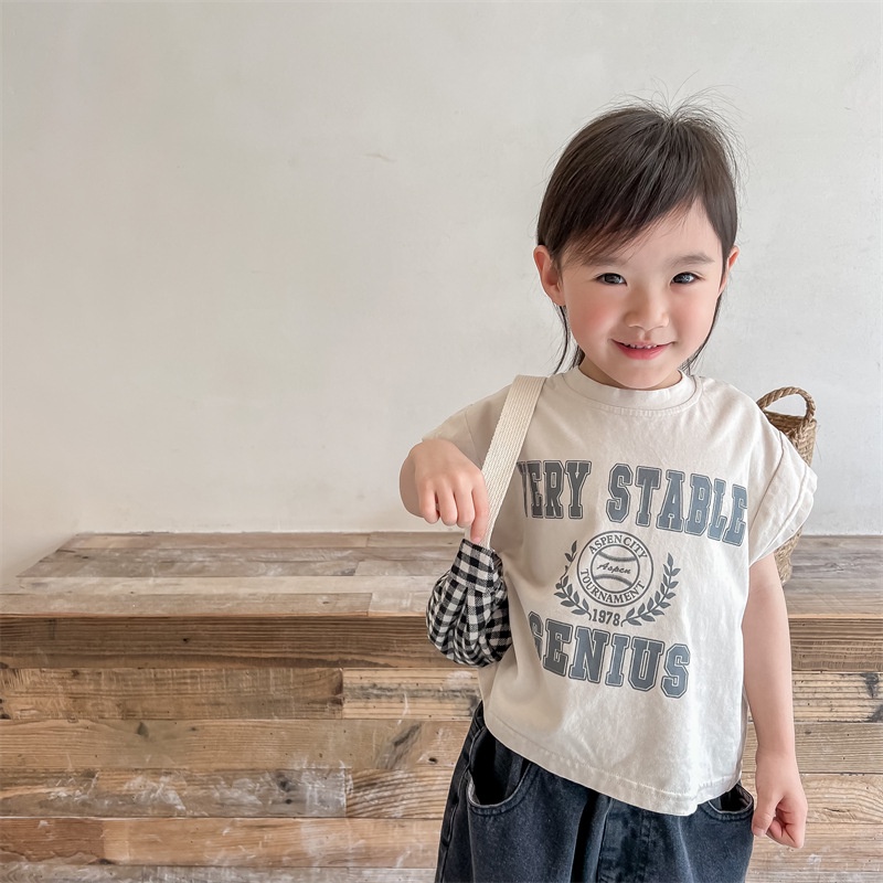 Áo Thun Tay Ngắn In Chữ Dễ Thương Thời Trang Mùa Hè Cho Bé 1-5 Tuổi