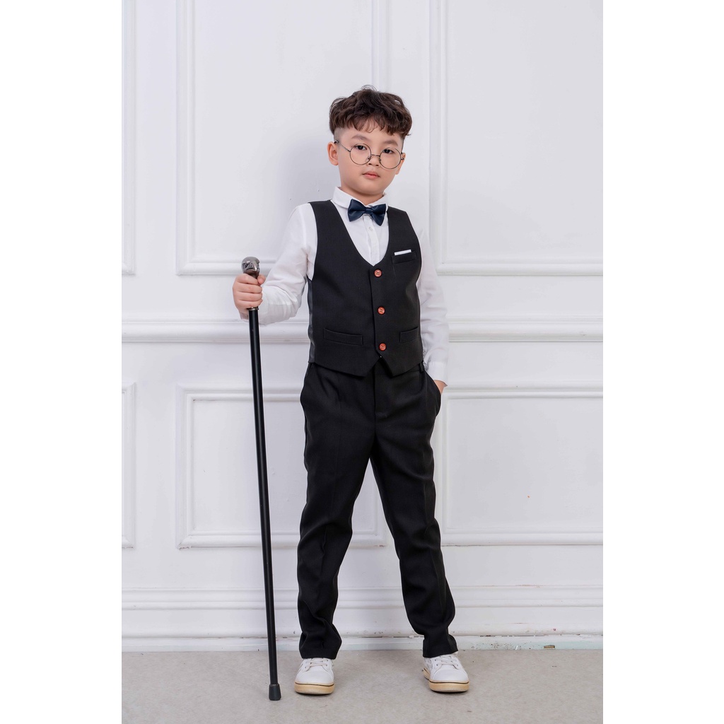 Bộ vest bé trai SANRO KIDS màu đen cao cấp
