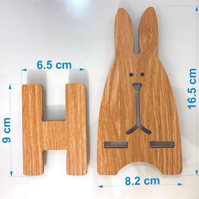 Kệ điện thoại giá đỡ máy tính bảng thông minh hình con thỏ dễ thương bằng gỗ kích thước 16.5cm x 8.2cm