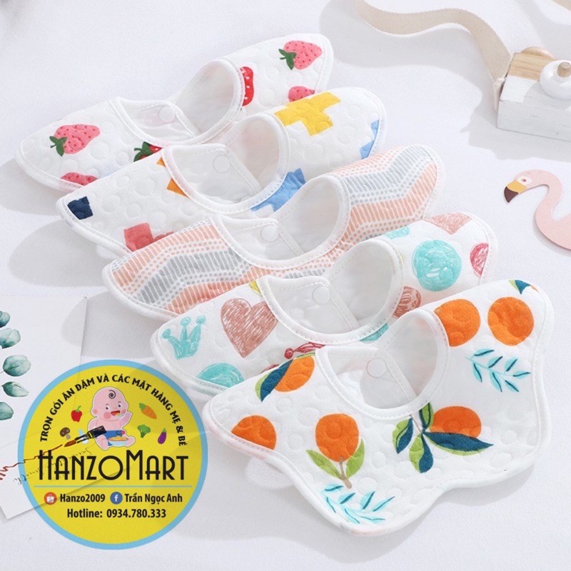 Yếm tròn xoay 360 độ cotton thấm hút cao cấp