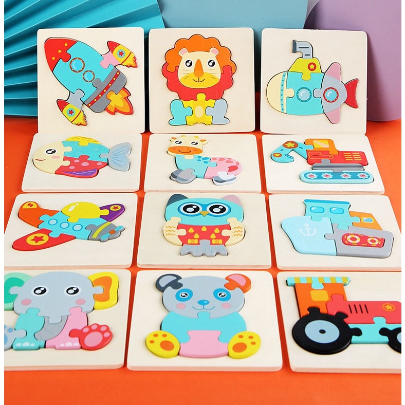 Tranh ghép hình 3D gỗ nổi cho bé - Đồ chơi gỗ thông minh giáo cụ Montessori  CAMI KIDS