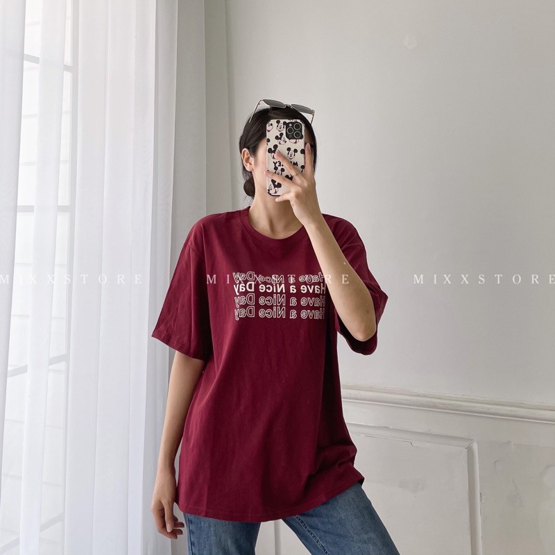 Áo Thun Nữ Chữ thun cotton mềm min thoáng mát dịu nhẹ phom suông rộng thoải mái