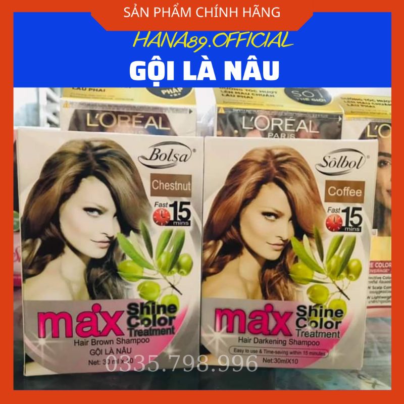 Gói Gội Nhuộm Nâu Max Shine Color 10 Gói + Tặng Bao Tay (Phủ Bạc)