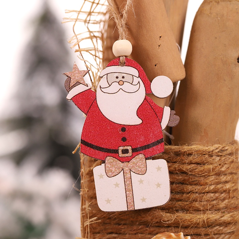 Bộ 2 Phụ Kiện Treo Trang Trí Cây Thông Noel Bằng Gỗ