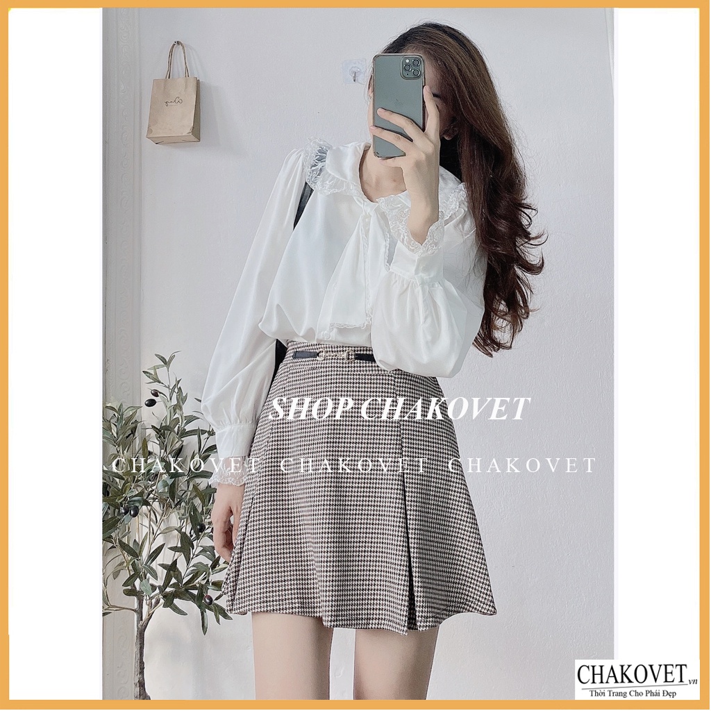 Áo sơ mi nữ dài tay màu trắng CKA870, áo kiểu nữ bánh bèo tay bồng cổ tròn thắt nơ phong cách hàn quốc mặc đi làm đi học