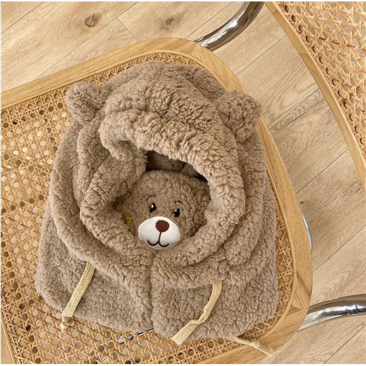 Mũ bông gấu mặt cười cute mũi trắng