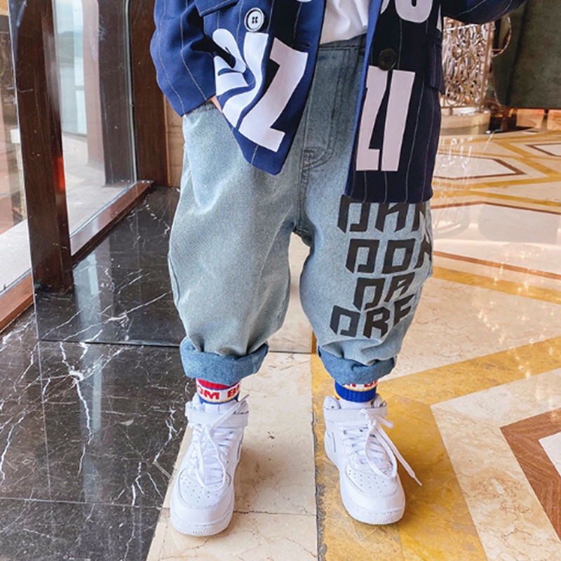 Quần Jeans Form Rộng In Chữ Phong Cách Hàn Quốc Cho Nam