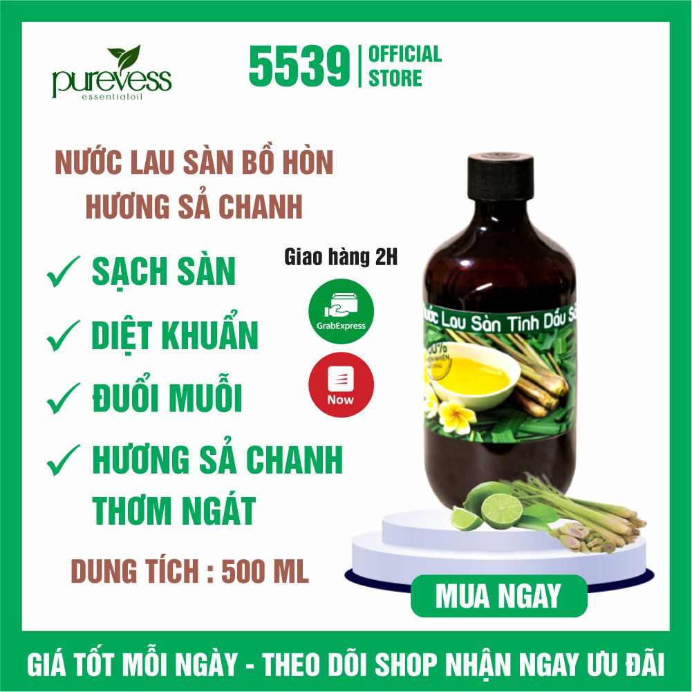 Nước lau sàn sả chanh Purevess 500 ml đánh bay mọi vết bẩn, đuổi muỗi, thơm phòng, tốt cho sức khỏe - Shop 5539