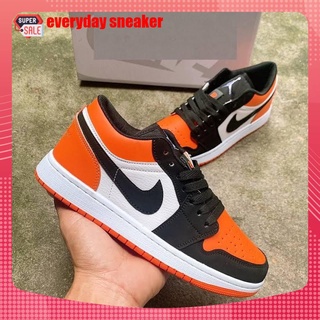 Giày jordan cổ thấp cam đen, giày jd 1 cam đen thấp cổ nam nữ bản đẹp full box bill
