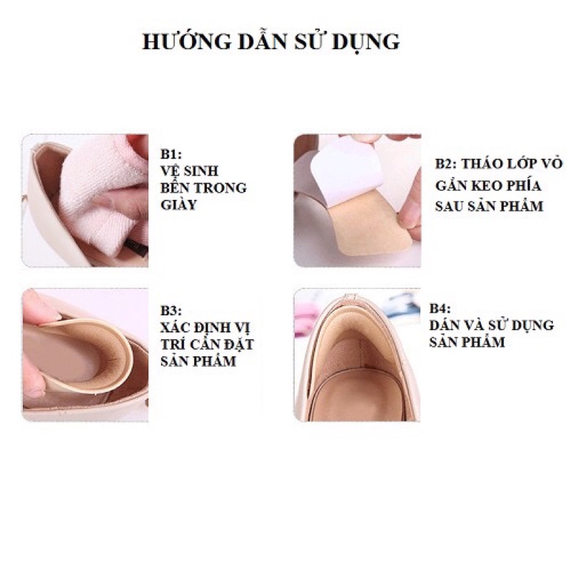 Miếng lót gót giày bảo vệ gót sau 4D cao cấp, chống thốn và trầy chân - lót giày giá sỉ