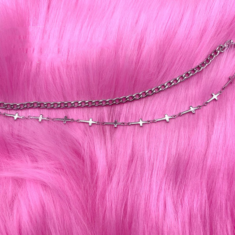 Dây Chuyền Hai Lớp Mặt Thánh Giá Đơn Giản Cá Tính