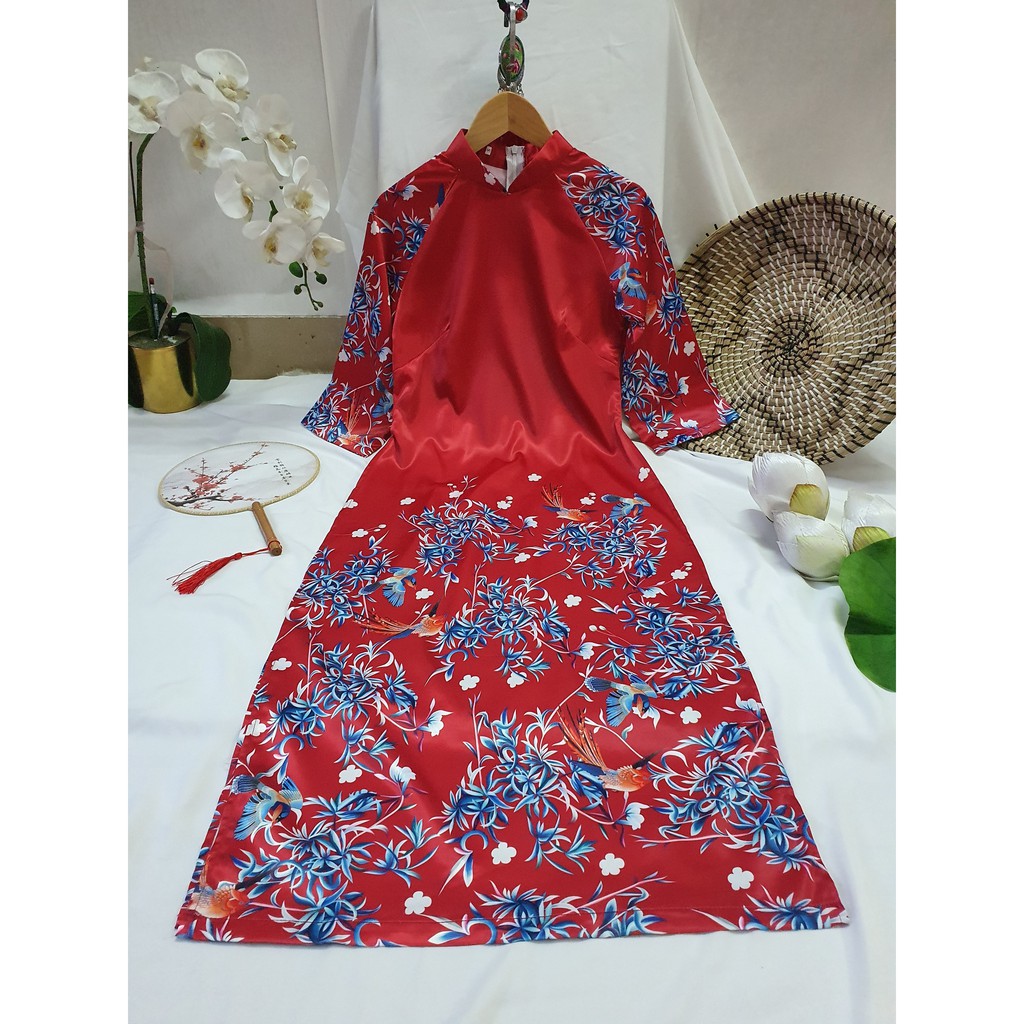 Áo dài nữ 🎀FREESHIP🎀Áo dài cách tân lụa lì in hoa sang chảnh [ao dai nu dep] | BigBuy360 - bigbuy360.vn