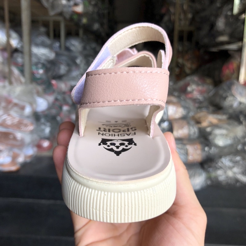 Dép trẻ em sandal bé gái hình nơ chấm bi bản ngang , quai hậu học sinh da đế cao su nhẹ xpa giá rẻ