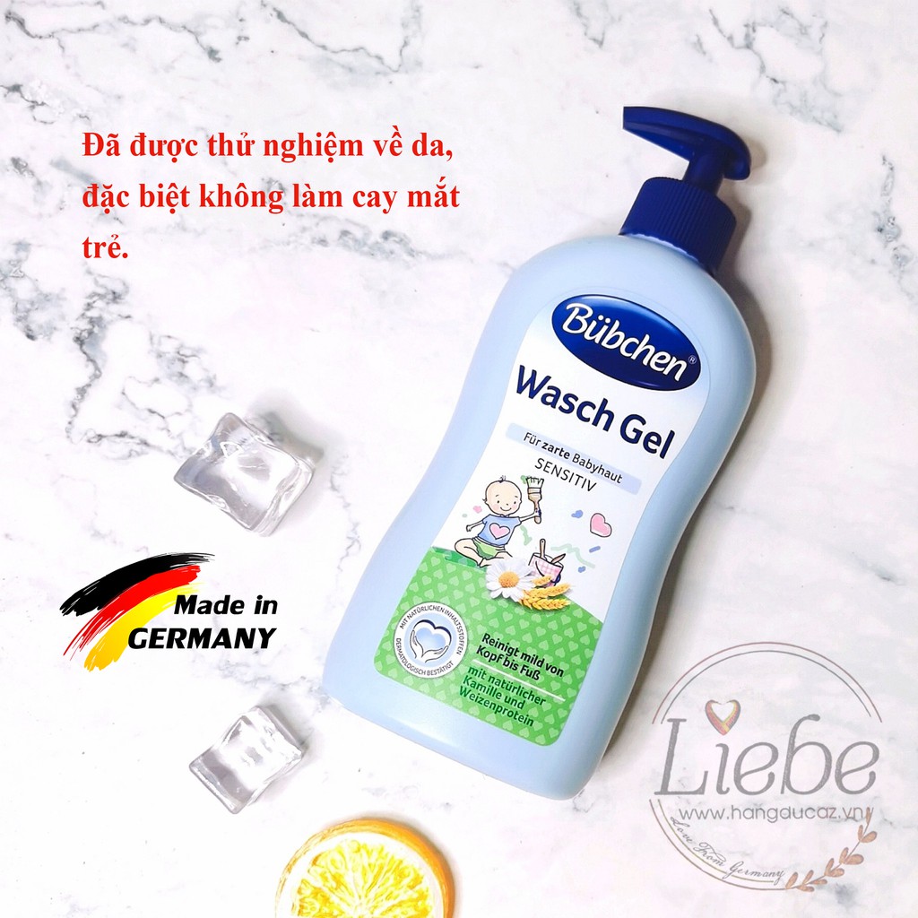 Sữa tắm gội cho bé sơ sinh Bubchen Wasch Gel 400ml chăm sóc cơ thể cho trẻ nhỏ - Hàng Đức chính hãng
