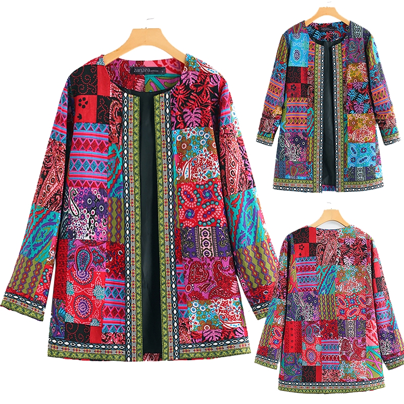 Áo khoác ZANZEA tay dài in họa tiết độc đáo thời trang mùa thu cho nữ
