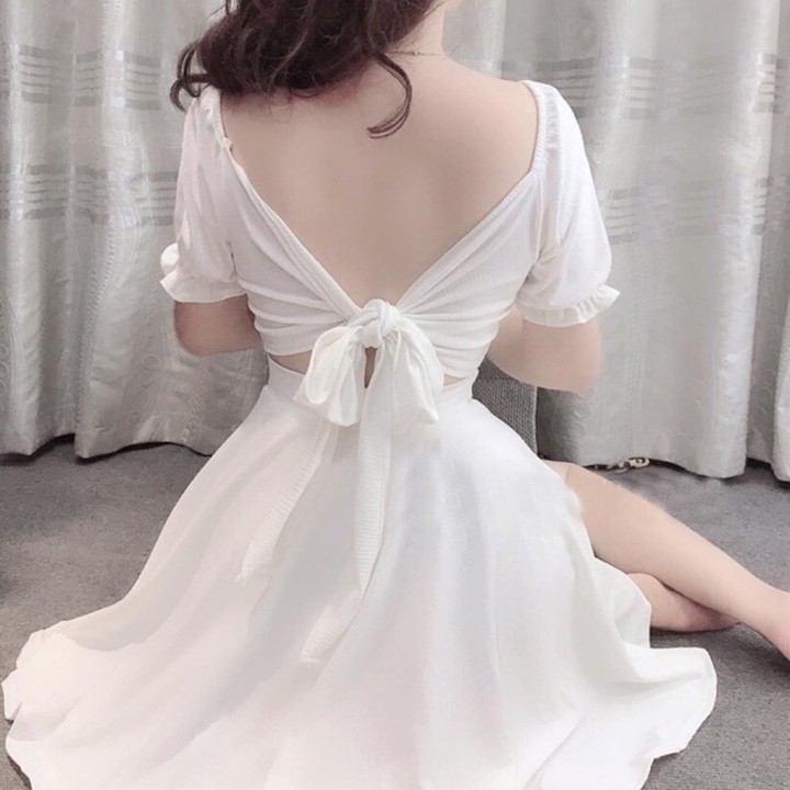 Đầm Dáng Xòe Cột Dây Lưng Sexy Dễ Thương