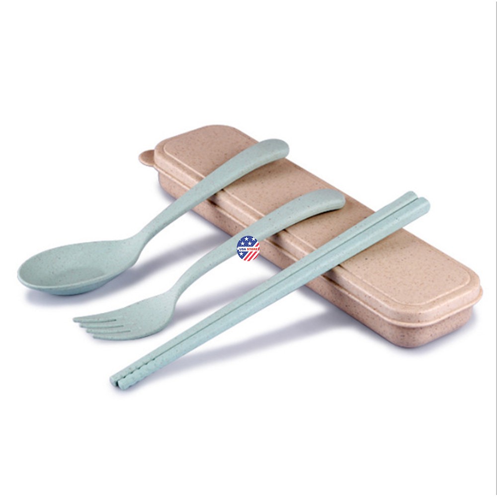 [Tổng Kho Sỉ]  Bán Sỉ Bộ Thìa Đũa Dĩa LÚA MẠCH Ăn Trưa Văn Phòng - Bộ Muỗm Nĩa Cá Nhân (Có Hộp Giấy Đẹp Làm Quà Tặng)