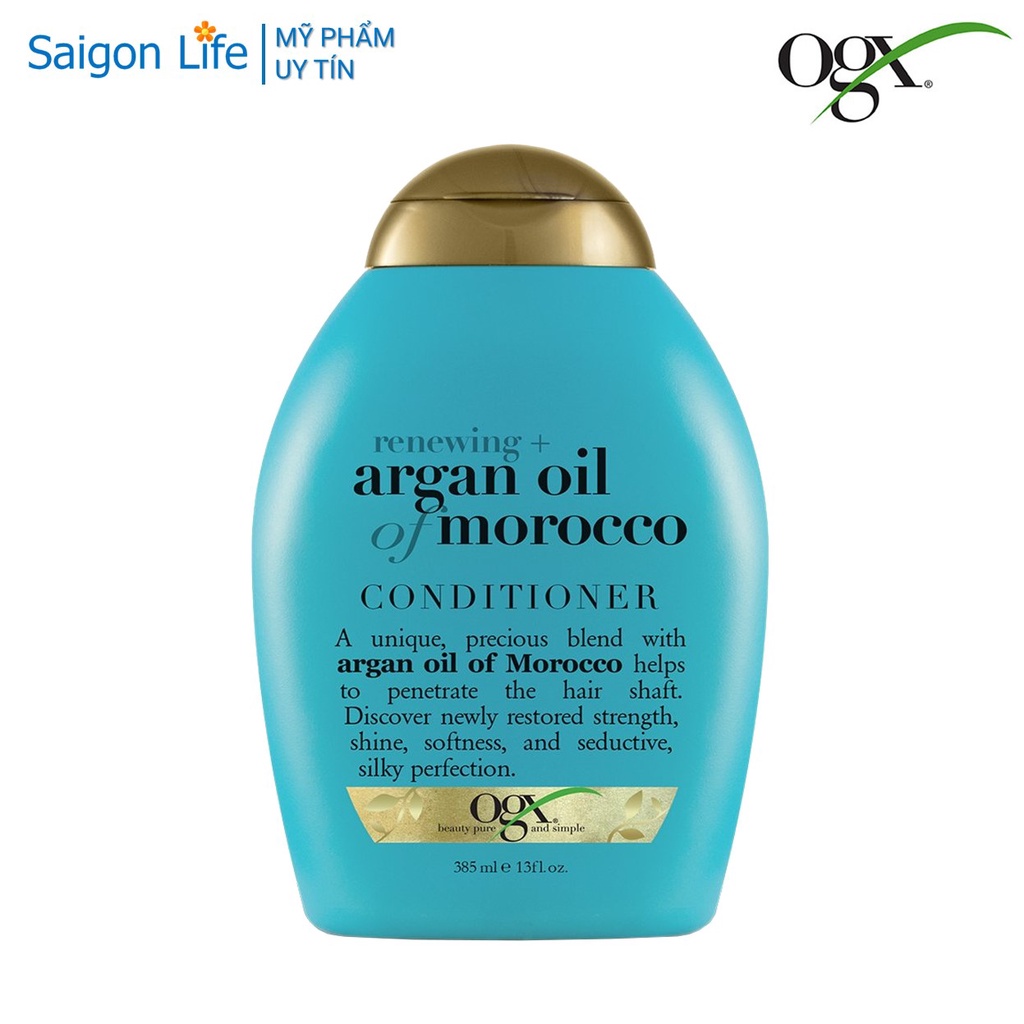 Dầu Xả Phục Hồi Hư Tổn Và Nuôi Dưỡng Tóc Bóng Khỏe OGX Renewing + Argan Oil Of Morocco Conditioner 385ml - Xanh