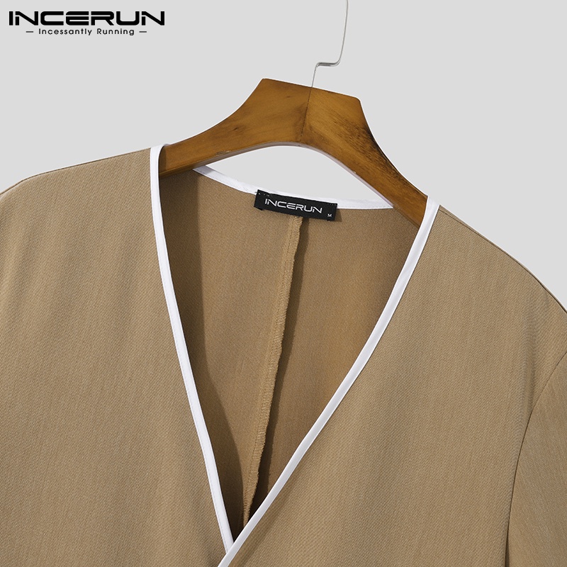 Áo cardigan INCERUN tay ngắn dáng rộng có nút cài thời trang Nhật Bản cho nam