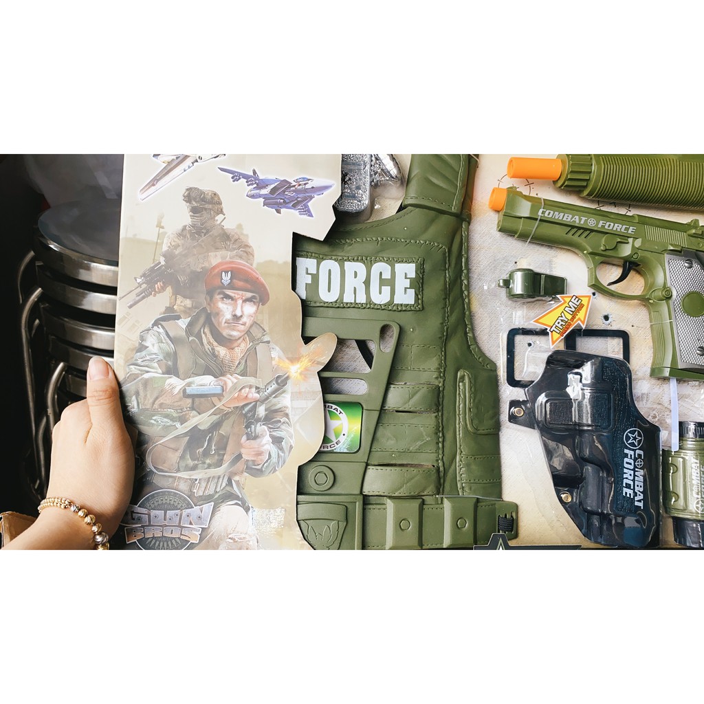 Bộ súng đồ chơi police kèm áo bảo hộ
