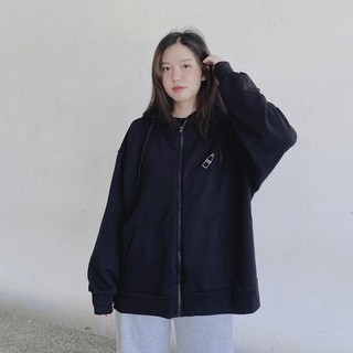 Áo khoác nỉ bông Thêu Moos 🔸 GIÁ TỐT NHẤT 🔸 áo khoác nỉ form rộng xẻ tà Ulzzang - E20