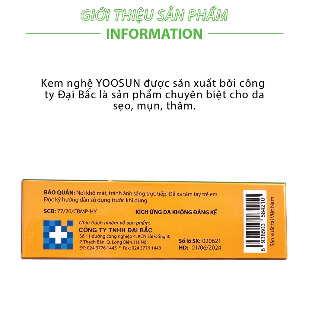 Kem nghệ Yoosun 25g ngừa mụn, ngừa sẹo từ tinh chất nghệ, có thêm vaseline dưỡng da, làm mềm mịn da