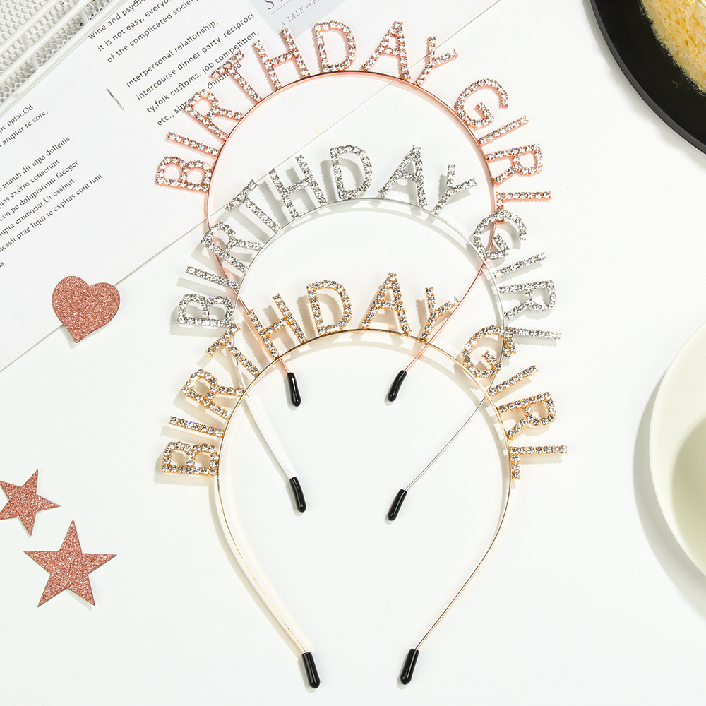 Băng Đô Cài Tóc In Chữ &quot;Birthday Girl&quot; Xinh Xắn Thời Gian Cho Nữ