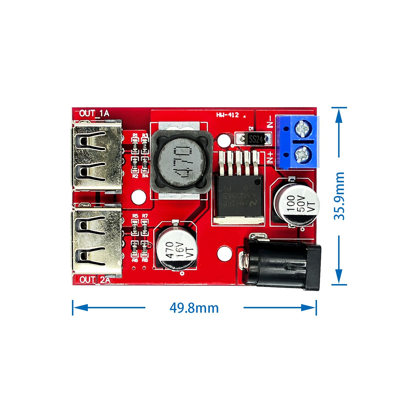 Mô Đun Hạ Áp Lm2596 Lm2596S Usb Dc-Dc 9v 12v 24v 36v Sang 5v 3a Cho Xe Hơi