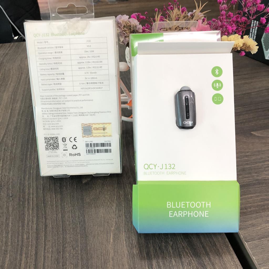 Tai nghe Bluetooth 5.0 một bên kèm mic QCY-J132 Công nghệ chống ồn mới nhất -dc3592