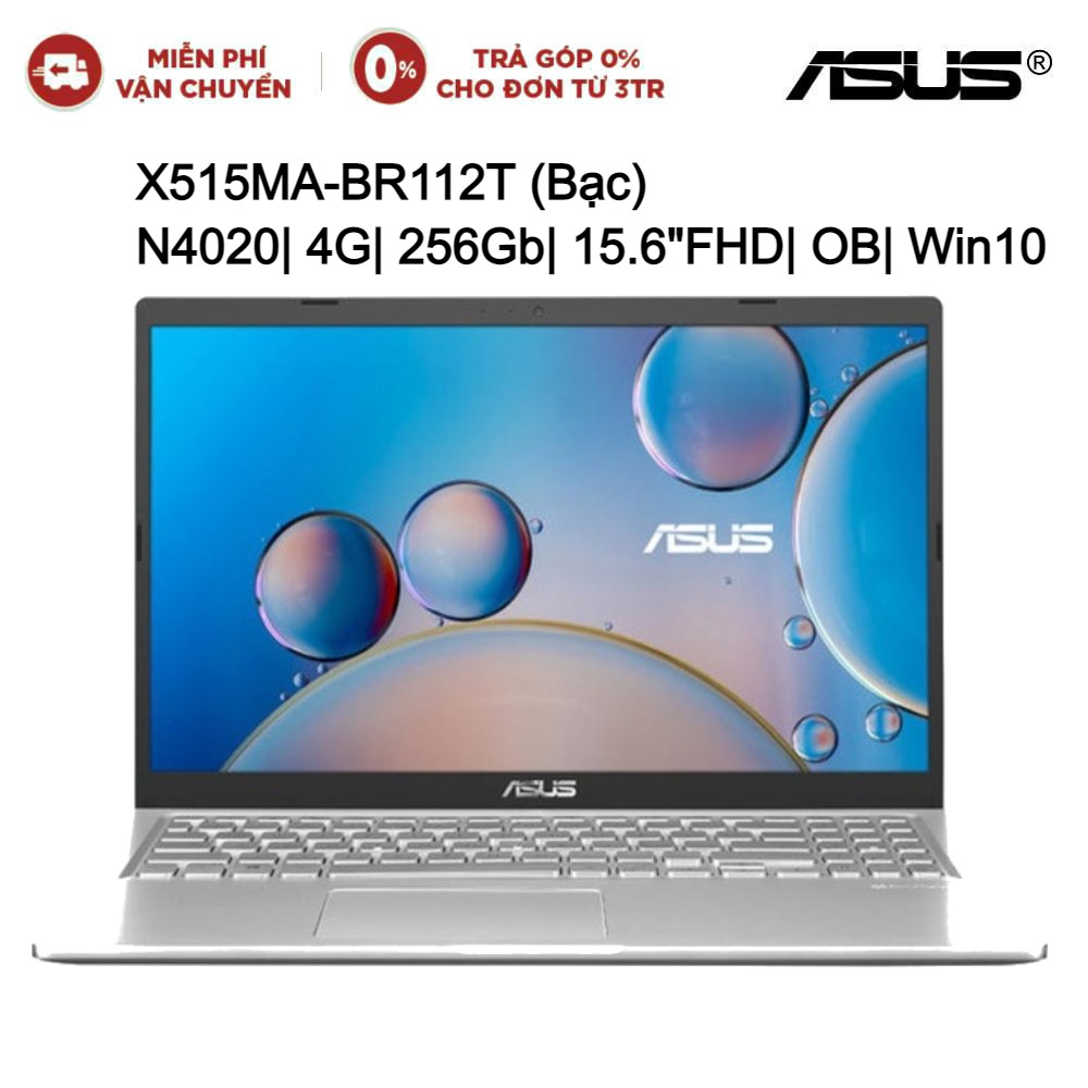 Laptop Asus X515MA-BR112T Bạc N4020| 4G| 256Gb| 15.6"FHD| OB| Win10
